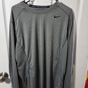 Nike Pro Combat Men's Long Sleeve Gray Tee